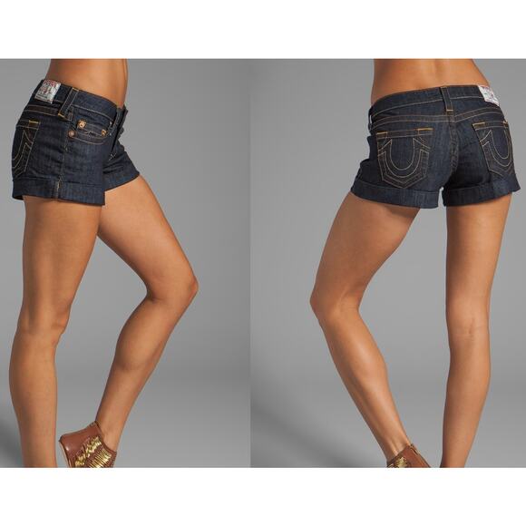 29 True Religion Allie Cuffed Denim Shorts Low Rise Y2K US Made Elena Gilbert - Picture 1 of 8
